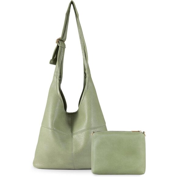 Handbags - Women Green Imported Vegan Leather Ultra Soft Foldable Shoulder Slouchy Bag